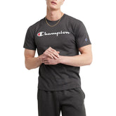Champion, Classic Graphic, Soft and Comfortable T-Shirts for Men, Logo (Reg. or Big & Tall), Granite Heather Script, 4X-Large